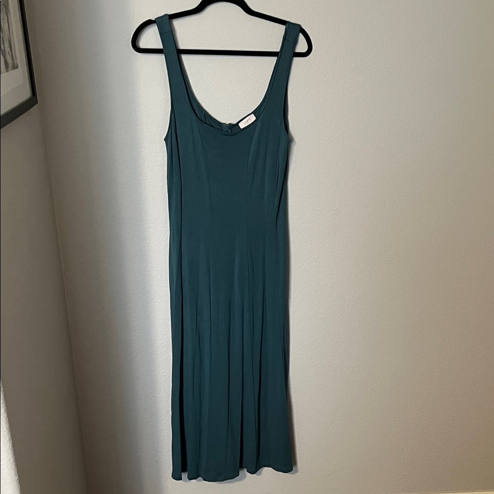 LOFT Deep Teal Sleeveless Midi Dress